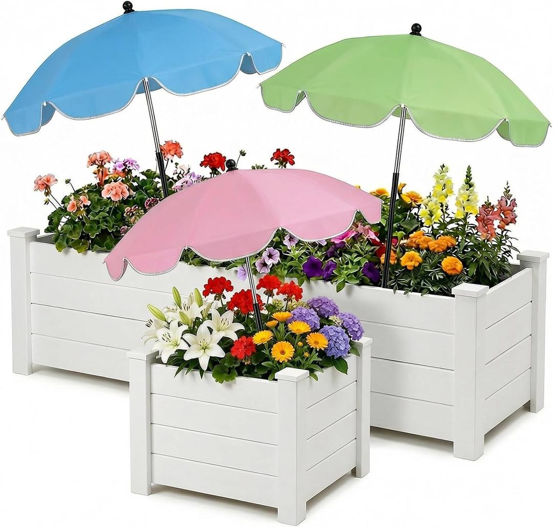Garden Plant Umbrellas for Outdoor Plants, 24'' Upgraded Plant Shade Umbrella, 39.4'' Higher Sun Protection Cover Umbrellas with Windproof Base for Patio, Flower Pots, Garden Beds, Potted Plants