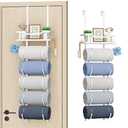 SWTYMIKI Over the Door Towel Rack - 6 Tier Towel Racks for Bathroom Wall Mounted, Towel Holder with Shelf, Hanging Rolled Towel Storage Organizer for Small Bathroom, Camper, RV, White
