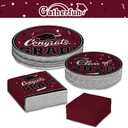 Gatherfun Graduation decorations 2026 Graduation Party Supplies Maroon Disposable Paper Plates Luncheon Napkins Cocktail Napkins for Congrats Grad Party Decorations, Serve 50