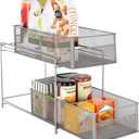 Seville Classics 2-Tier Metal Mesh Sliding Cabinet Baskets