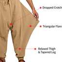 GINGTTO Men's Harem Pants with Pockets Japanese Hippie Joggers for Men Baggy (Brown, XL)