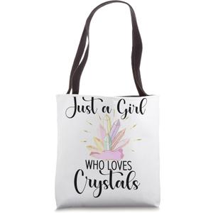Just A Girl Who loves Crystals Gemstone Healing Crystal Tote Bag (16 inches)