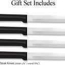 RADA Cutlery 4-Piece Utility Steak Knife Gift Set with Quick Edge Sharpener, Black Handles