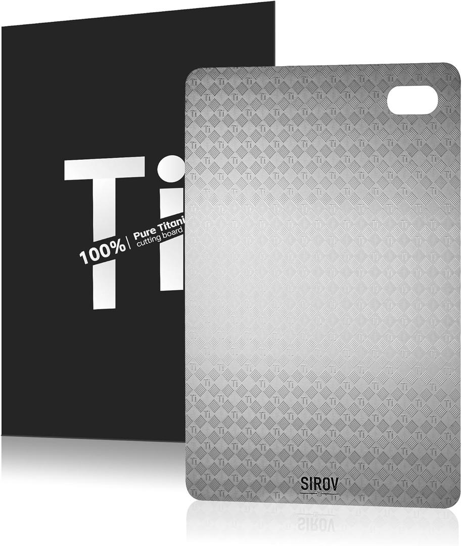 Titanium Cutting Board, 100% Pure Titanium Cutting Boards for Kitchen, Non Toxic Food-Grade Chopping Board, Hygienic, Dishwasher Safe, Chessboard Pattern Cutting Board 13L*10W