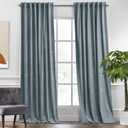 KGORGE Stone Blue Velvet Curtains 90 inches 2 Panels, Velvet Blackout Curtains for Bedroom Living Room, Soft Darkening Thermal Insulating Window Drapes, Back Tab Rod Pocket, W 52 x L 90