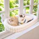 CHEERPALS Cloud Cat Window Perch for Indoor Cats Hammock Bed Foldable | Reversible Cushion Removable Washable, Breathable Soft All-Season, Sturdy Strong Suction Cups Support, Cordless(White,Large)