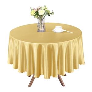 Homiest 1 Pack 72 Inch / 6ft Round Tablecloth Satin Table Cover, Light Gold Table Cloth Overlay Bright Table Decorations, Silky Satin Dining Table Cloths for Wedding Reception Graduation Banquet