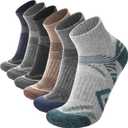 ANTSANG 6 Pairs Merino Wool Quarter Ankle Hiking Running Socks Compression Thermal Thick Cushion Socks for Women Men (Large, Dark Mix Series)