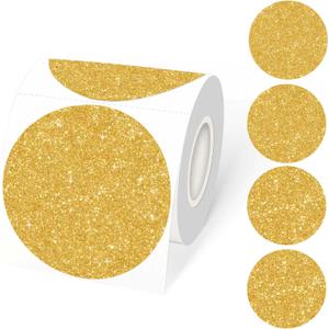 STARLIBOO 3 Inch Holographic Thermal Labels, Circle Direct Labels Stickers, Self-Adhesive Round Printer Labels for DIY Logo Design (Holographic Shiny Gold)