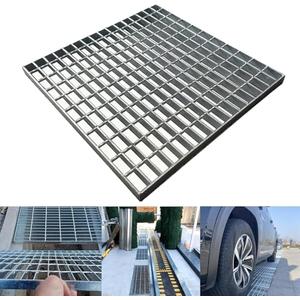 Galvanized Steel Drain Grate, 12 * 12in Outdoor Drain Cover,Heavy Duty B125 Class Channel Grate,Rust-Proof Metal Sewer Grate,Silver Square Drainage Grate for Garage,Sewer,Dowmspout,Driveway,Yard.