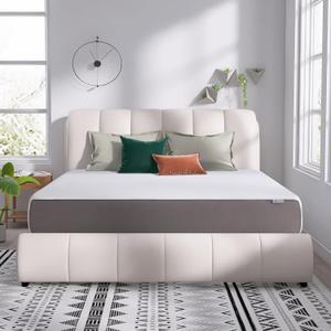 Amazon Basics Memory Foam Mattress, Soft Plush Feel, California King, White/Grey, 84 x 72 x 12 inches (LxWxH)