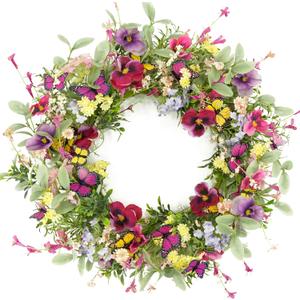 Artificial Spring Wreaths for Front Door Pansy Wreath Summer Wreath with Colorful Pansy,Berry,Daisy for Front Door Indoor Outdoor Farmhouse Home Wall Window Festival Decoration Artificial Spring Wreaths for Front Door Pansy Wreath Summer Wreath with Colorful Pansy,Berry,Daisy for Front Door Indoor Outdoor Farmhouse Home Wall Window Festival Decoration