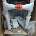 Armen Living Madrid 26" Seat Height Swivel Modern Blue Faux Leather and Brushed Stainless Steel Bar Stool for Kitchen Island Counter