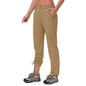 TBMPOY Women's Lightweight Hiking Pants Water Resistant Quick Dry Travel Work Outdoor Fishing Pants Zipper Pockets (Medium, Khaki)