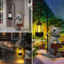 Solar Cat Outdoor Garden Lights Solar Powered Lantern Resin Statue for Outside Balcony Garden Decor Gift for Grandma Women 18 * 5.58 * 9 inch (Gray Lantern Cat)