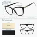 CCVOO Trendy Reading Glasses for Women, Oversized Blue Light Readers, Cheaters Eyeglasses, Stylish Square Cat Eye Glasses