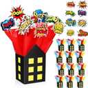 Soulchen 12 Sets Hero Themed Party Centerpieces Decorations Hero Action Sign Table Toppers with City Box Circus Sound Effect Cutouts and Sticks for Shower Party Birthday Decor