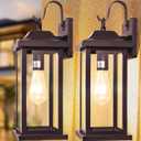 Dusk to Dawn Outdoor Wall Sconces Bronze 2-Pack 17 Inch Large, IP65 Waterproof Exterior Light Fixtures Porch Lights Brown with Clear Tempered Glass E26 Outdoor Light Fixture Anti-Rust