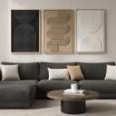 Large 3D Textured Framed Boho Modern Neutral Abstract Wall Art for Living Room, 3 Piece Black White Brown Paintings Artwork for Walls, Geometric Pictures for Office Bedroom Dining Room Decor, 24x36 In, 24"w X 36"h X 3pcs