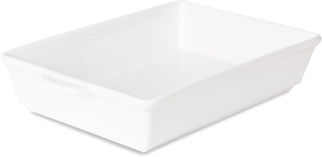 GDCZ Ceramic Baking Dish with Handles,Lasagna Pan Deep Large Serving Bakeware fo Cooking. Freezer Safe (White)
