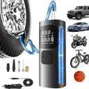 Tire Inflator Portable Air Compressor,3X Faster Portable Air Compressor,16000mAh Cordless Air Pump for Car Tires,150PSI One Click Smart Tire Pump for Car,Motorcycle,Bicycle and Ball,Black
