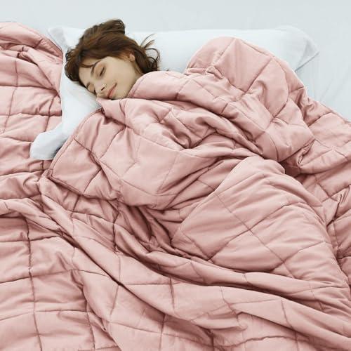 Weighted Idea Weighted Blanket for Adults (Coral Pink,48"x72",20lbs) Cooling Breathable Heavy Blanket with Premium Glass Beads All-Season Soft Thick Comfort