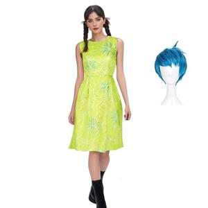 Cuzeolin Joy Costume Disgust Dress Adults Inside Cosplay Out Emotions Halloween Costume Skater Dress XL