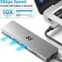 USB C Hub 6-in-1 Multi-Port Adapter with 4K@60Hz HDMI, 100W PD, 2 USB A Data Ports, and SD/TF Card Reader Aluminum Type-C Hub for MacBook Air/Pro M1/M2, iPhone 17 Pro Max, Surface Go, XPS, iPad
