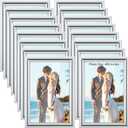 Kathfly 4 x 6 Picture Frames Sets of 16 Simple Designed Photo Modern Gold Frames for Pictures with Resin Glass for Wall Mount Tabletop Display Home Office Hotel Decoration(Silver)