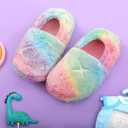 Kids Fuzzy Slippers Luminous Glow in the Dark for Boys Girls House Shoes Indoor (12-13 Little Kid, Green)