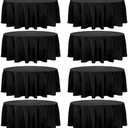8 Pack Round Tablecloth 90 Inch Round Table Covers Bulk Washable Polyester Fabric Round Table Clothes for Wedding Party Reception Banquet Buffet Restaurant (Black, 90 Inch)