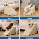 Aodisman 3-Step Dog Ramp and Stairs for Sofa and Chair - Non-Slip Sturdy Pet Steps for Small Dogs and Cats,15.7" H,Beige