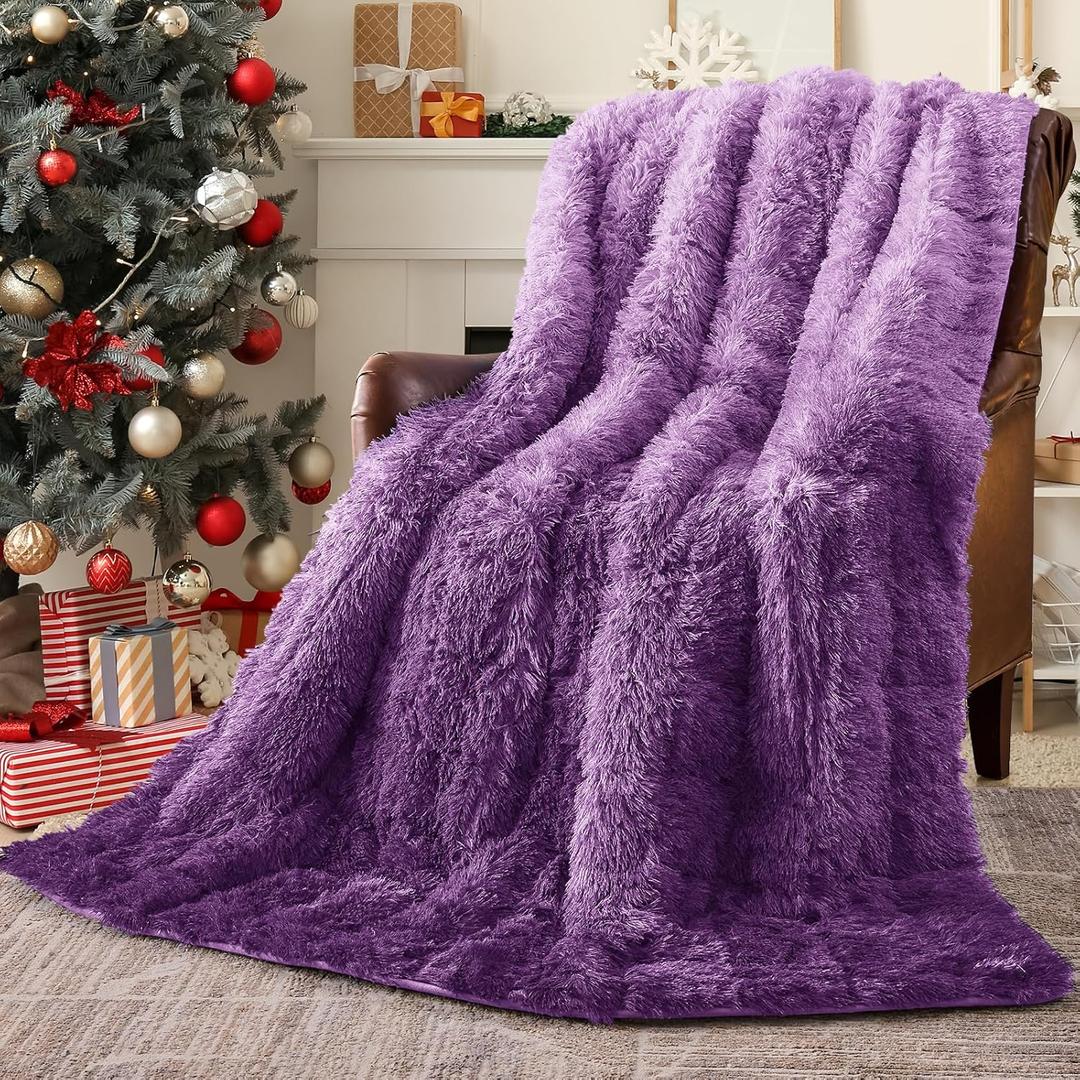 yescool Weighted Blanket for Adults (20 lbs, 80" x 87", Eggplant) Heavy Blanket for Sleeping Perfect for 140-160 lbs, King Size Faux Fur Blanket with Premium Glass Bead, Machine Washable