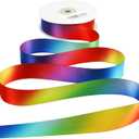 MEEDEE Rainbow Ribbon Satin Ribbon 1 inch Rainbow Satin Ribbons Colored Ribbons for Crafts Gift Wrapping Pride Birthday Party Decoration DIY Hair Bows - 25 Yards