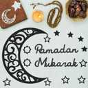 Yalikop 15 Pcs Ramadan Wall Decor Wooden Ramadan Mubarak Sign Moon Star Wall Art Decorations for Home Eid Islam Muslim Party Accessories(Black)