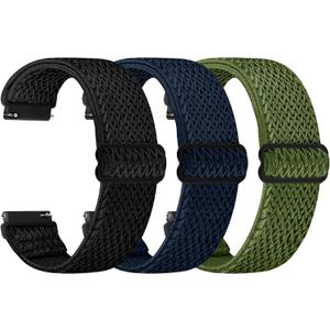 Quick Release Watch Band - Choice of Width -22mm  Watch Bands, Solo Loop Adjustable Elastic Nylon Watch Straps Replacement Wristband for Men Women (Black+Blue+Green)