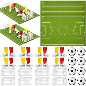 Simgoing 4 Set Soccer Football Centerpieces Table Decor Sports Party Decorations Pitch on The Table Game with 4 Flick Games Set Office Sports Party Favors(Soccer)