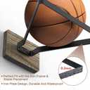 Basketball Holder Wall Mount with Wooden Base, MYKASEN Ball Storage Holder Display Rack for Basketball Soccer Volleyball, Boys Sports Accessories Organizer for Player Fans Room Decor