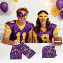 100 Pcs Mardi Gras Napkins, Touchdown LX Football Party Napkins, Purple Gold Mask Beads Table Decor for Game Day, Fat Tuesday Celebration Supplies