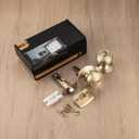 2 Pack Gold Door Knobs,Interior Door Knob with Lock,Coastal Style Satin Brass Door knob for Privacy and Bedroom