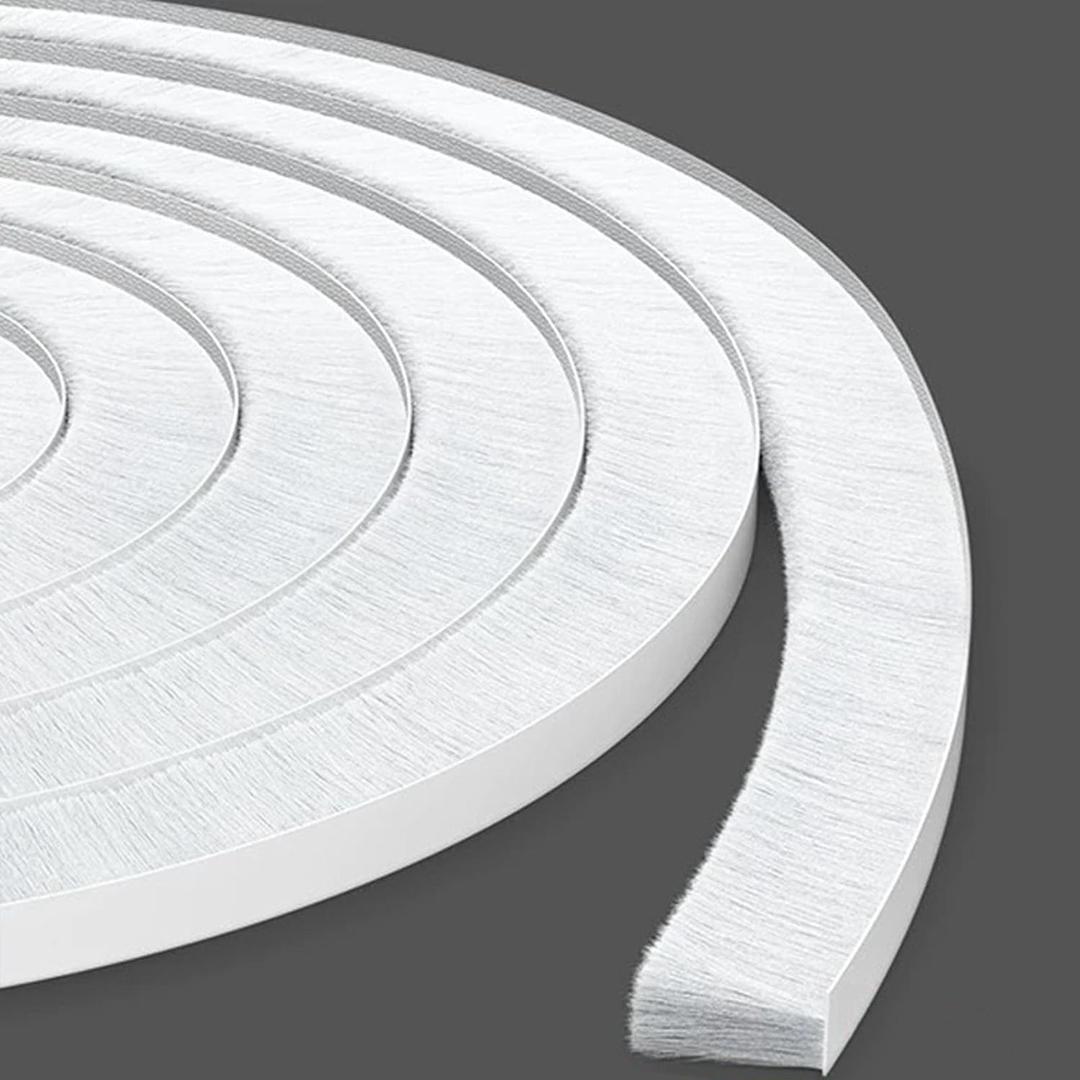 33 Ft Strong Adhesive Brush Weather Stripping for Sliding Windows and Door Frames-Seal Strip for Soundproofing,Waterproof,and Windproof-Durable and Wear Resistant,0.6 Thick (White)