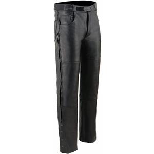 Milwaukee Leather SH1150 Men's Black Leather Motorcycle Over Pants with Jean Style Pockets (40)