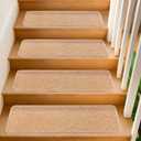 Stair Treads for Wooden Steps Indoor 9x30 Inch, 15 Pcs Non Slip Peel and Stick Carpet Stair Treads Self Adhesive, Washable & Reusable Stair Runner Rugs for Kids Elders and Pets - Beige