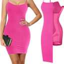 Popilush Summer Dresses for Women 2026 - Club Dress Cocktail Shapewear Mini Dress Spaghetti Straps Dinner Date Night Bodycon Pink XXL