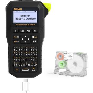 SUPVAN G15M Mini Portable Label Maker Machine with Tapes, Rechargeable 1200mAh Battery Thermal Transfer Printer, Compatible with Multi-Type Label, Home, Garage, Office & Outdoor