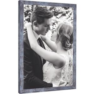 14x17 Frame Rustic Blue, 17x14 Picture Poster Frame, Horizontal Vertical Hanging, 14 by 17 Wall Gallery Family Concert Portrait Photo Frame Anniversary/Birthday/Wedding/Thank you/Christmas Gift