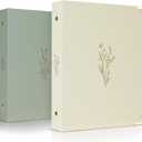 Aesthetic 6 Ring A5 Binder Set of 2 - The Perfect Small 0.75 Inch Planner Binder for Journaling or Collections - Refillable Notebook Holder with Pocket (Beige-green)