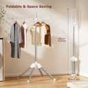 Abiglifty Rotatable and Foldable Clothes Drying Rack, Space Saving Free Standing Laundry Drying Rack for Indoor, Balcony, 1 Layer, 1 tier