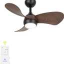 Ceiling Fan with Light for Bedroom: 30 Inch Small Quiet Ceiling Fan with Remote Control - 6 Speeds and 3CCT - DC Motor Reversible - Indoor Outdoor Use - 3 Blades Walnut