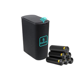 5 Gallon Motion Sensor Bathroom Trash Can Automatic Garbage Cans with Lid Touchless Smart Slim Plastic Trash Bin for Kitchen, Bedroom, Toilet, Office, Living Room (Black)